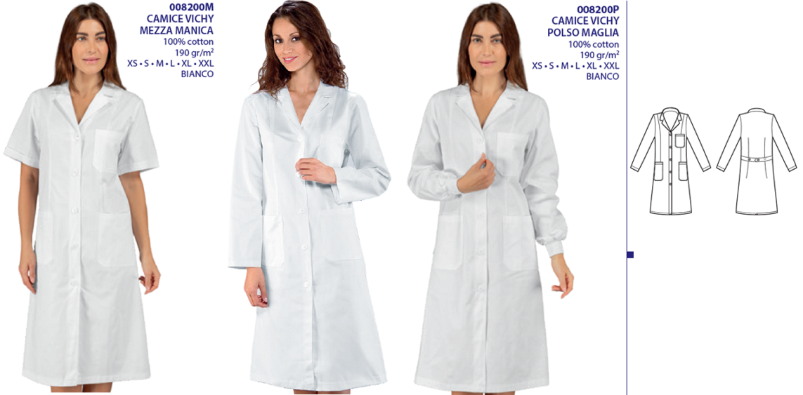 CAMICE DONNA CLASSICO MEDICO, COTONE 